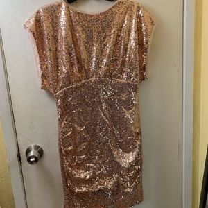 GRACE KRIN Rose Gold Sequin Cocktail Dress-Medium